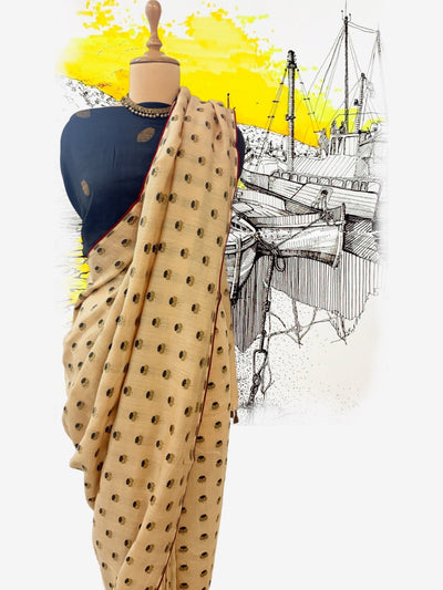 Fort Kochi Beige Matka Georgette Saree