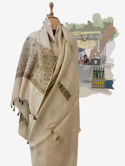 Candolim Mushroom Beige Matka Georgette Saree
