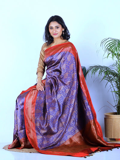 Fiza Blue Brocade Silk Saree