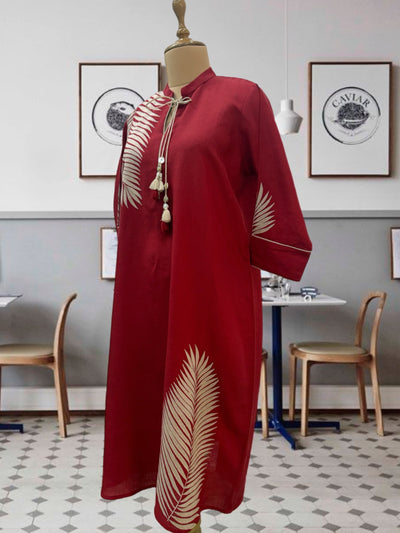 Red linen Kurta