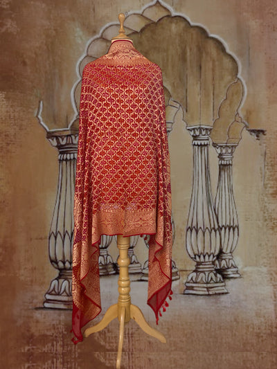 Mallika Red Bandhani Dupatta