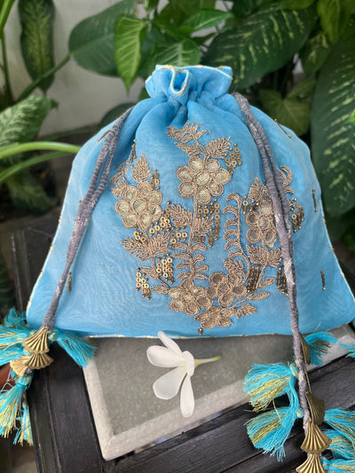 Navya Aqua Blue Gota Work Potli