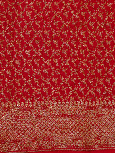 Vijayanagram Blue and Red georgette Silk Saree