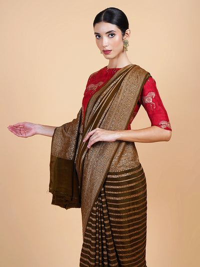 Yamini Olive Green Crepe Silk Saree