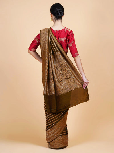 Yamini Olive Green Crepe Silk Saree