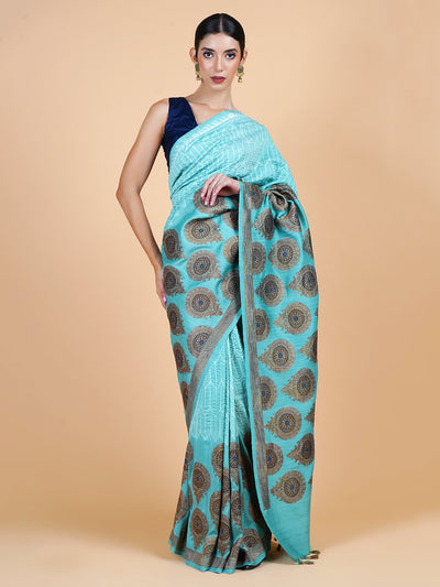 Morpankhi Sky Blue Shibori Matka Georgette Sari