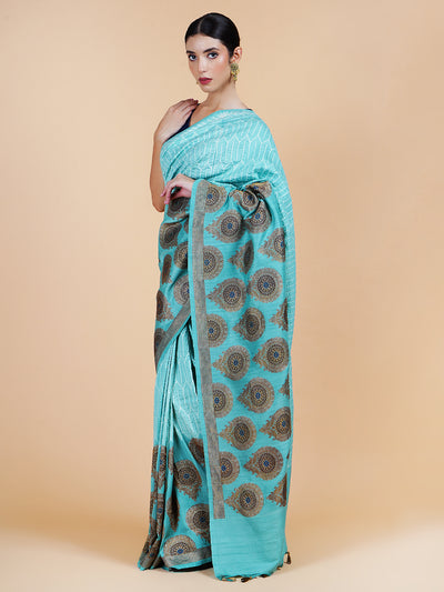 Morpankhi Sky Blue Shibori Matka Georgette Sari