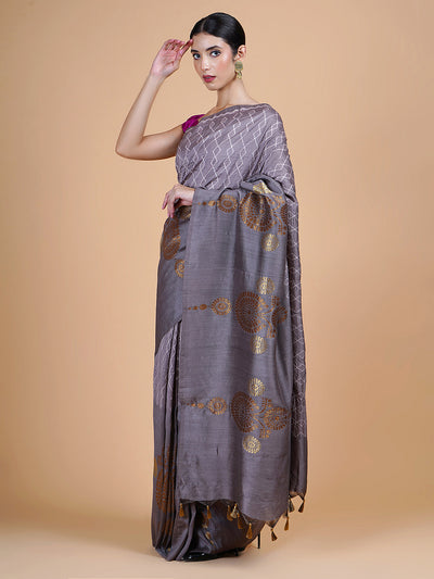 Shehzadi Grey Shibori Matka Georgette Sari