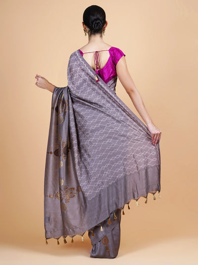 Shehzadi Grey Shibori Matka Georgette Sari