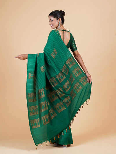 Sheshadri Green Shibori Matka Georgette Saree