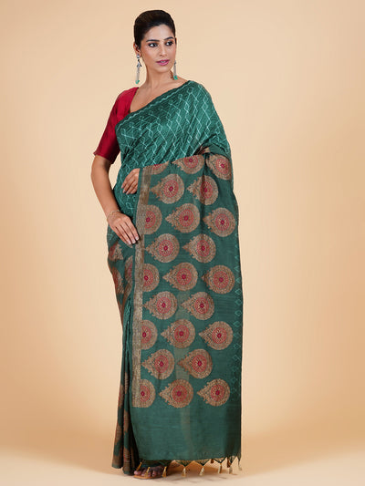 Vasantsena Sea Green Shibori Matka Georgette Sari