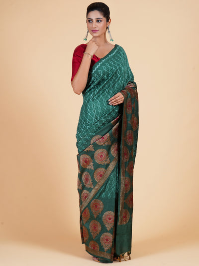Vasantsena Sea Green Shibori Matka Georgette Sari