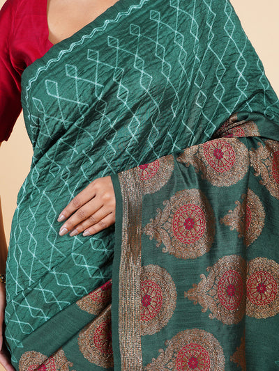Vasantsena Sea Green Shibori Matka Georgette Sari