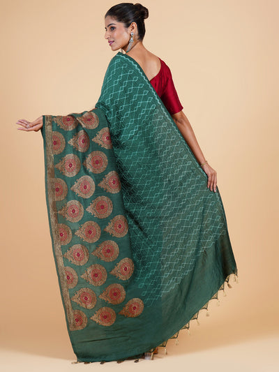 Vasantsena Sea Green Shibori Matka Georgette Sari