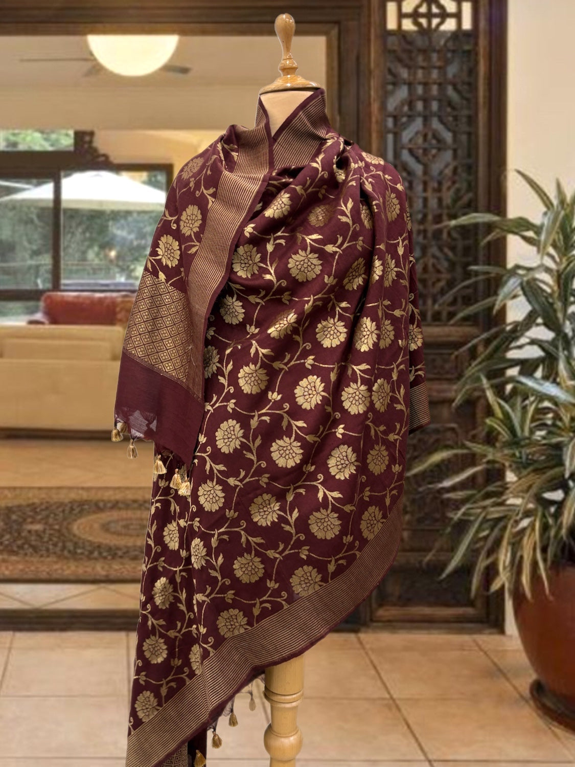 Chestnut Brown Moonga Dupatta