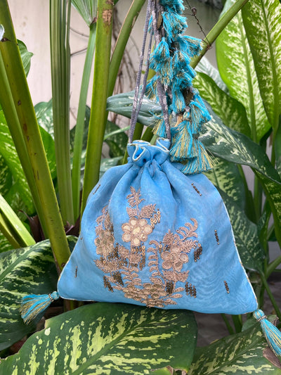 Navya Aqua Blue Gota Work Potli