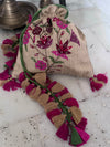 Mogra Beige & Lilac Raw Silk Potli