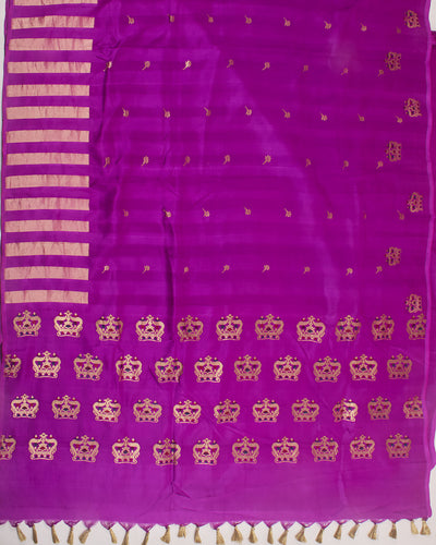 Coronation Crown magenta Soft Silk Saree