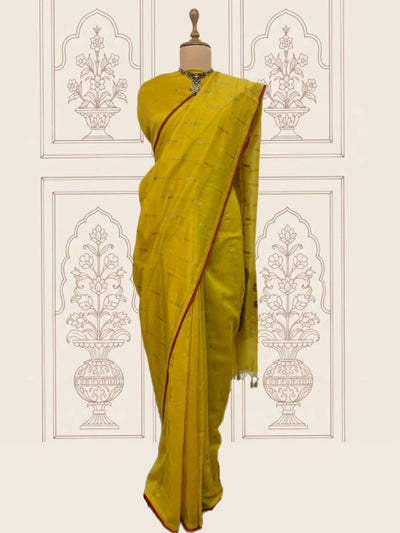 Yellow & Red Cotton Jamdani Saree