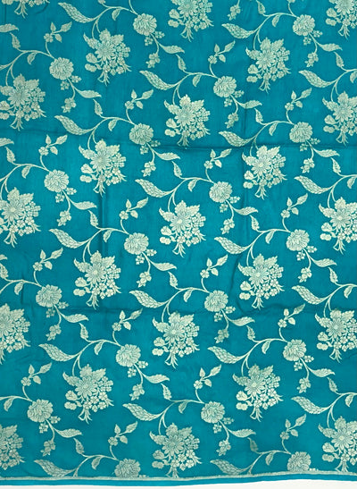 Kumarakom Blue Floral Matka Georgette Saree