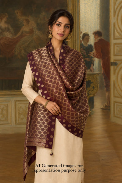 Zahra Maroon Silk Dupatta