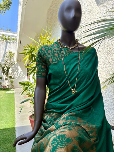 Sheshadri Dark Green Matka Georgette Saree