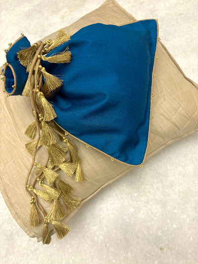Neelmani Teal Blue Matka Georgette Potli