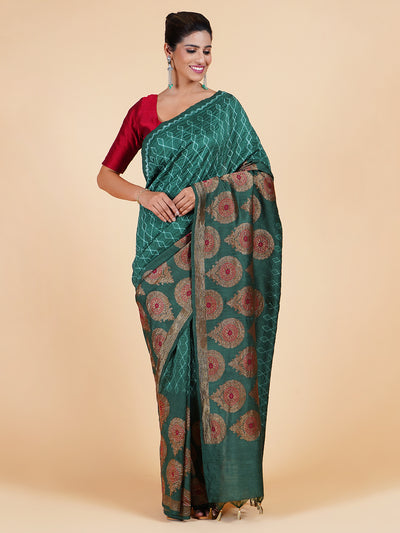 Vasantsena Sea Green Shibori Matka Georgette Sari