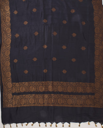 Midnight Mystique Black Matka Georgette Saree
