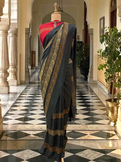 Benazir Black Matka Georgette Saree