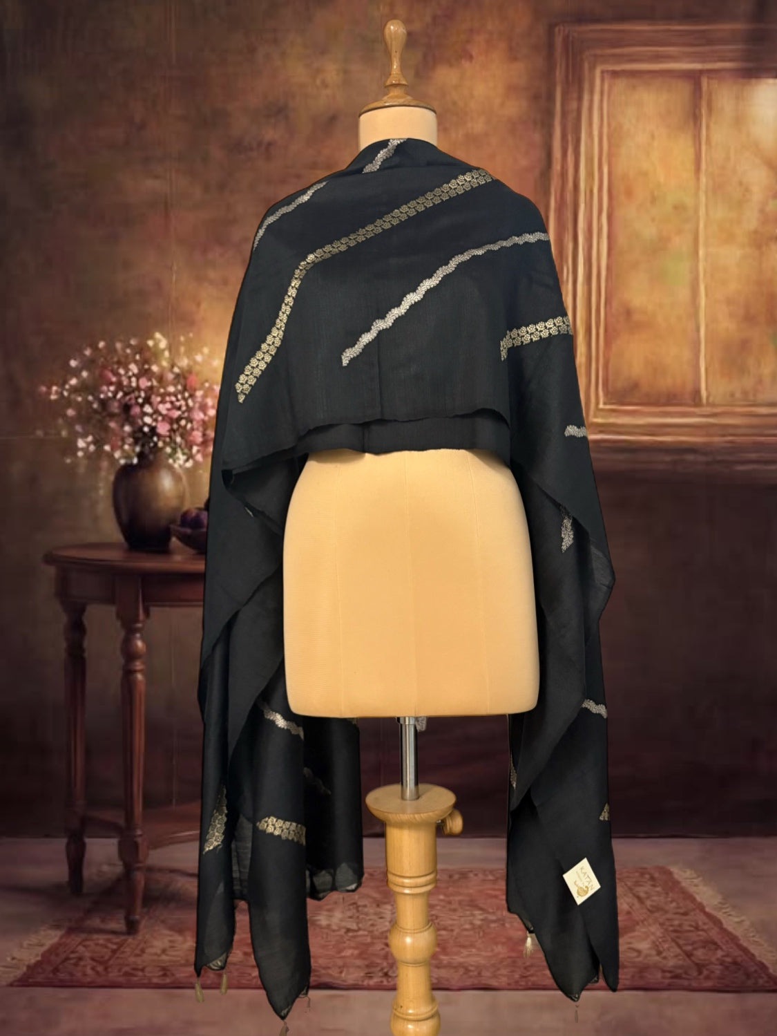 Ebony Black Matka Georgette Dupatta