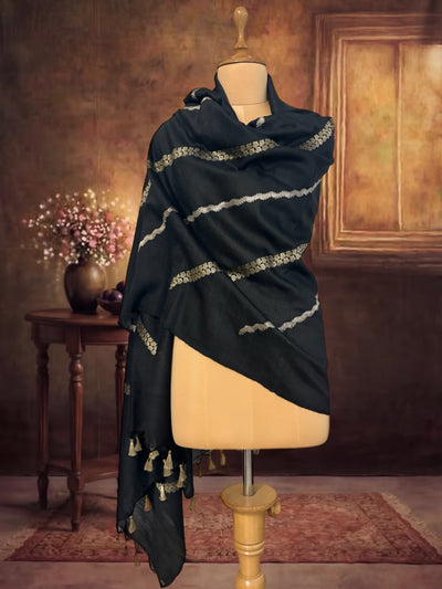 Ebony Black Matka Georgette Dupatta