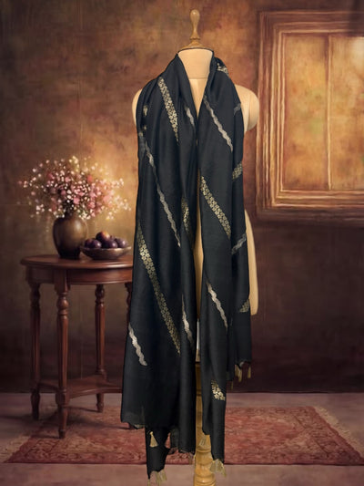 Ebony Black Matka Georgette Dupatta