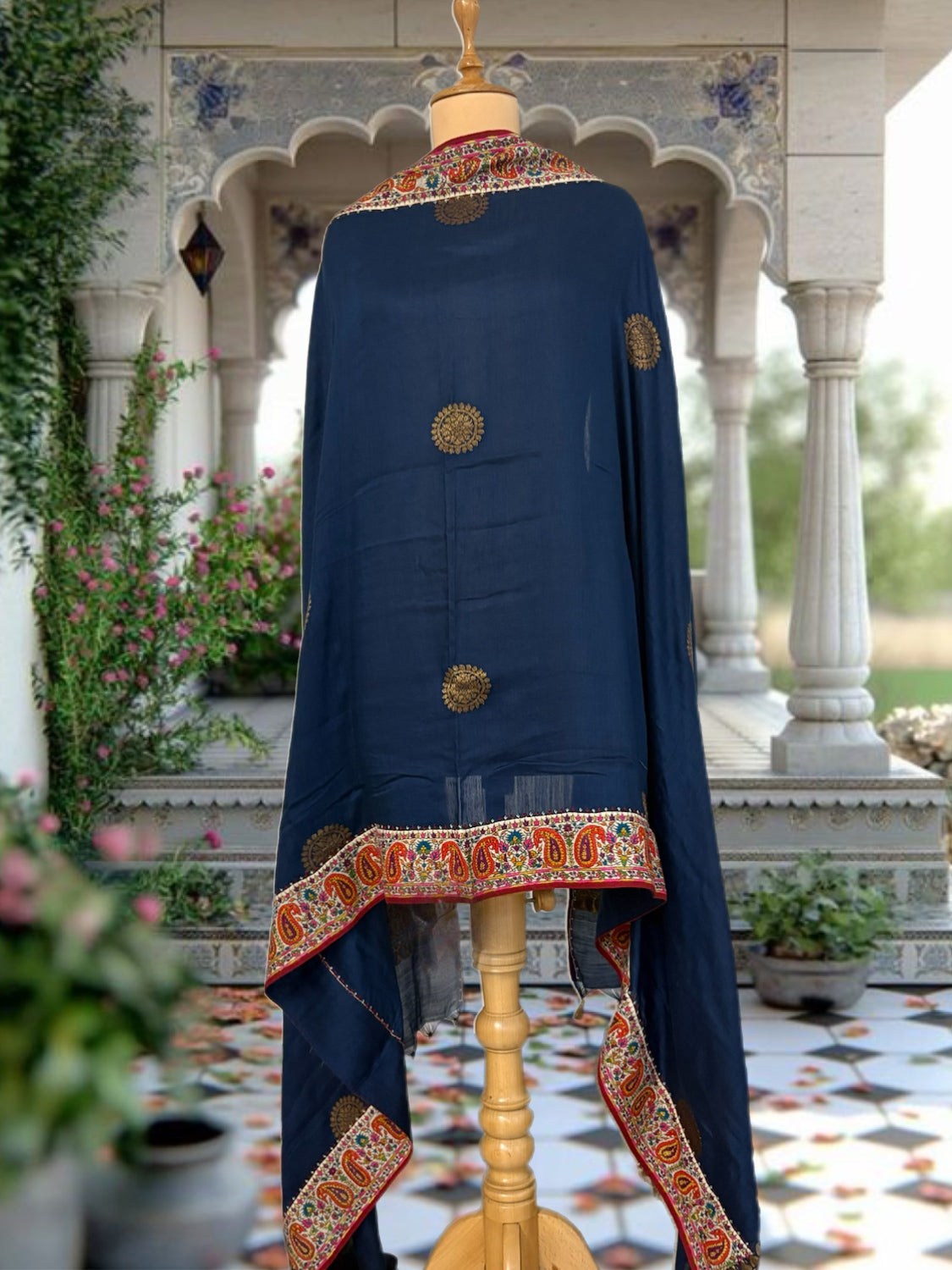 Gulmarg Jamavar Blue Matka Georgette Dupatta