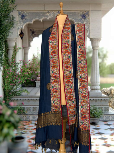 Gulmarg Jamavar Blue Matka Georgette Dupatta