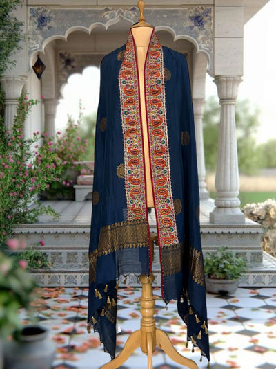 Gulmarg Jamavar Blue Matka Georgette Dupatta