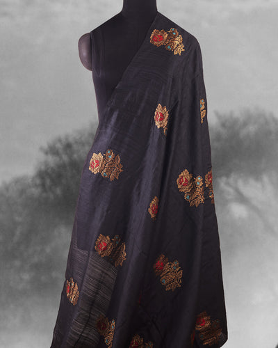 Rosa Black Matka Georgette Saree