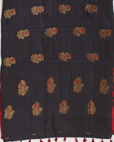 Rosa Black Matka Georgette Saree