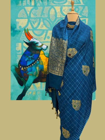 Neelkanth Blue Shibori Matka Georgette Saree