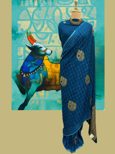 Neelkanth Blue Shibori Matka Georgette Saree