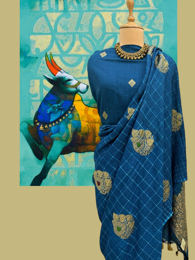 Neelkanth Blue Shibori Matka Georgette Saree