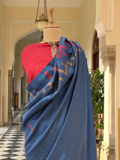 Mozambique Blue Matka Georgette Saree