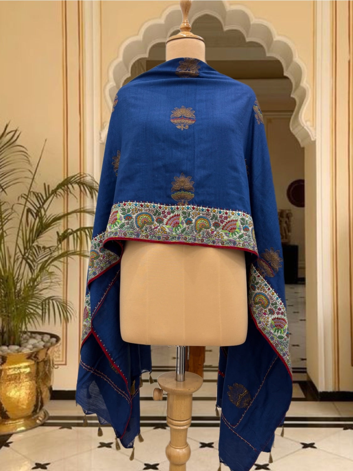 Gulmarg Blue Kashmiri Jamavar Matka Georgette Dupatta