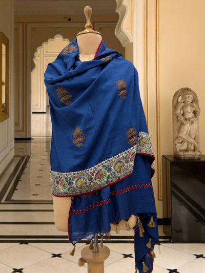 Gulmarg Blue Kashmiri Jamavar Matka Georgette Dupatta