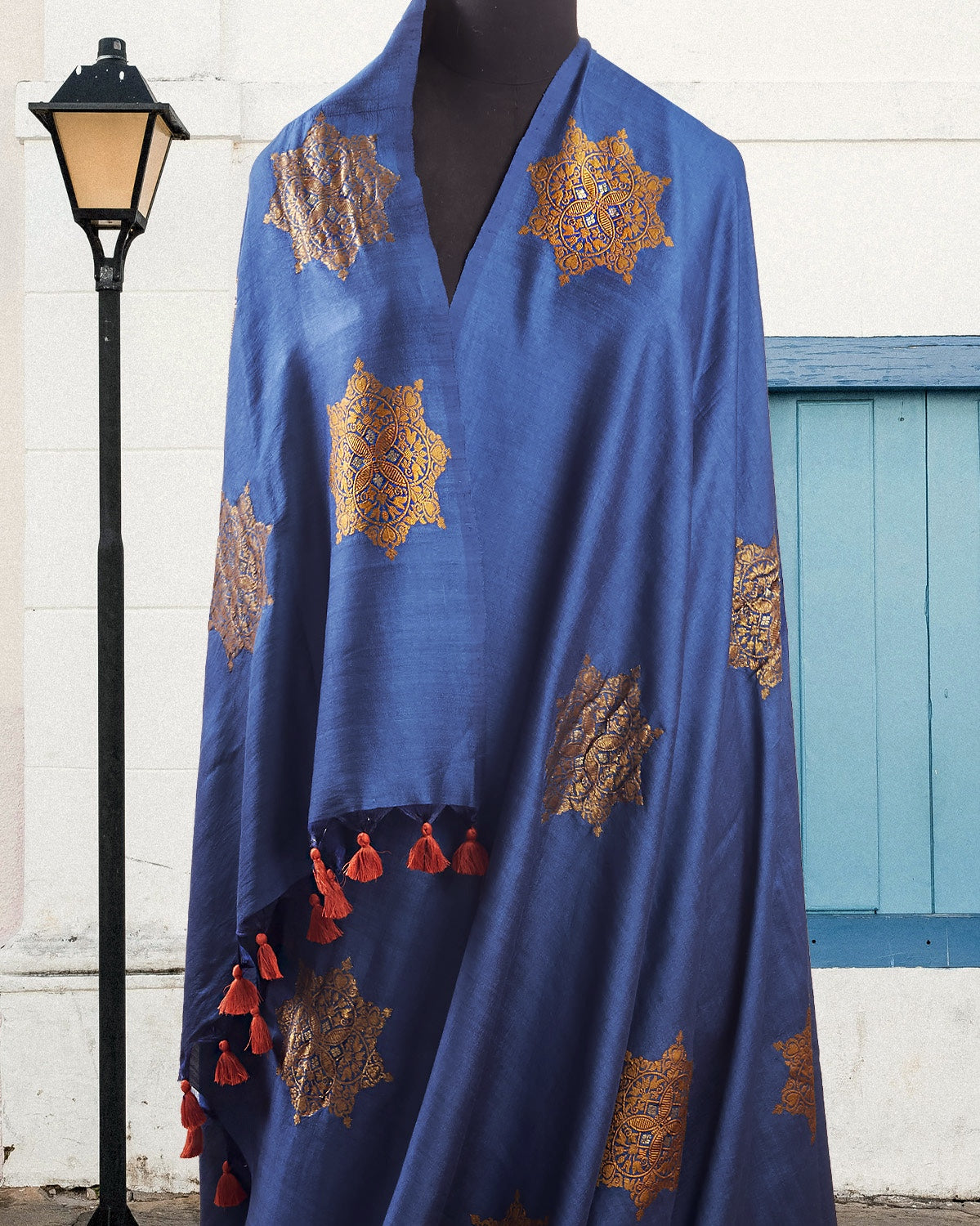 Mandala Blue Matka Georgette Saree