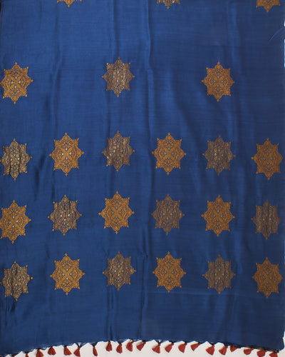 Mandala Blue Matka Georgette Saree