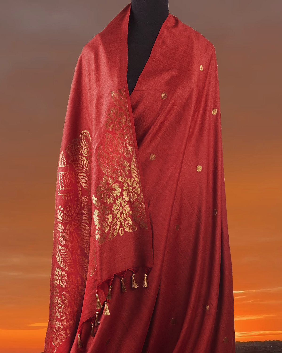 Musical Diva Brick Matka Georgette Saree