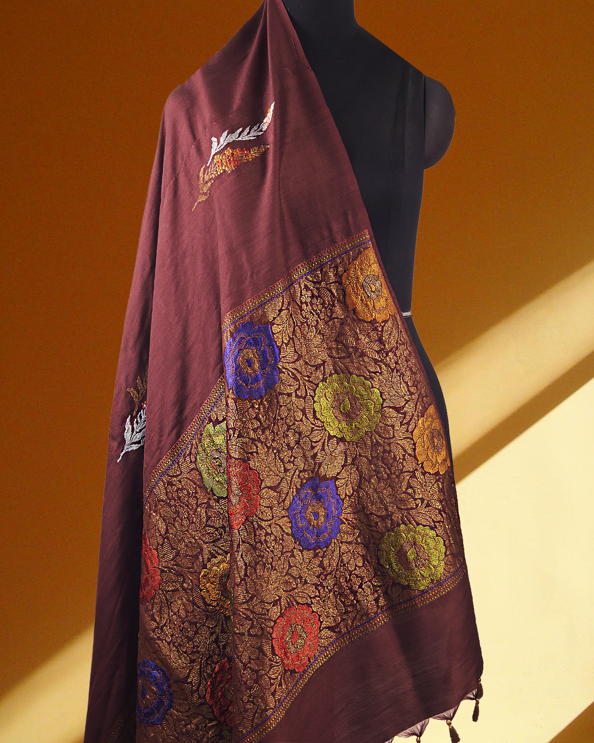Tripura Sundari Brown Matka Georgette Saree