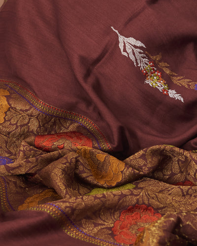 Tripura Sundari Brown Matka Georgette Saree