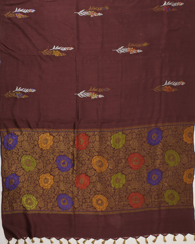 Tripura Sundari Brown Matka Georgette Saree